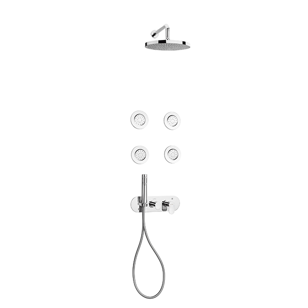 KIT MITIGEUR DE DOUCHE ENCASTRÉ AVEC HYDROMASSAGE 4 BUSES CYLINDRIQUES SFAX SOPAL