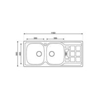 ÉVIER 2 BACS EN INOX AVEC EGOUTTOIR CARREAU 116/50 ROCO – Image 2