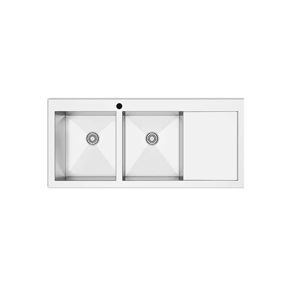ÉVIER INOX 2 BACS AVEC EGOUTTOIR DESIGN 116X51CM ROCO