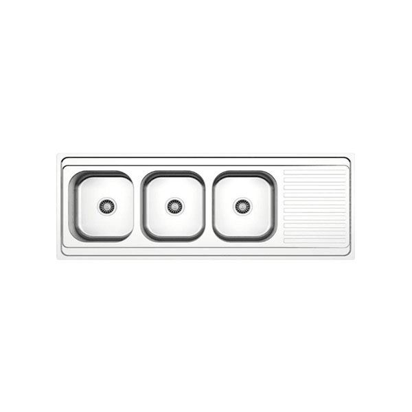 ÉVIER INOX 3 BAC APPARENT AVEC EGOUTTOIR  60X160MM ROCO