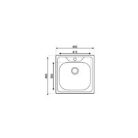 ÉVIER INOX 480X480MM 1 BACS + SIPHON ROCO – Image 2