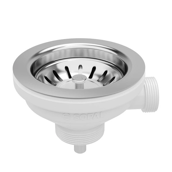 BONDE EVIER INOX Ø90 AVEC TROP-PLEIN CLASSIQUE SOPAL