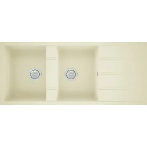 ÉVIER 2 BAC 116/50 + 1 ÉGOUTTOIR BEIGE GRANDMASTER