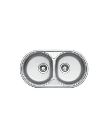 ÉVIER INOX 2 BACS SANS EGOUTTOIR 43.5X78.5MM CM ROCO