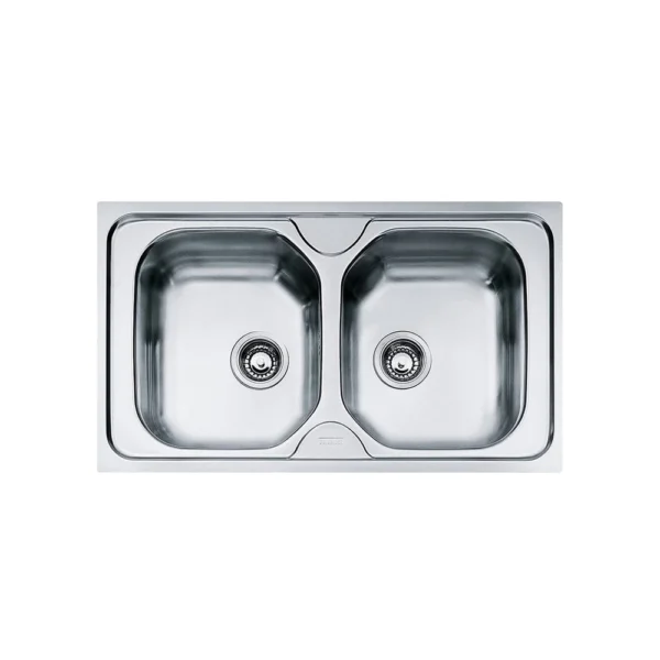 ÉVIER INOX 2 BACS SANS EGOUTTOIR 86X51 CM ROCO