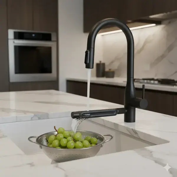 MITIGEUR D’ÉVIER  À CASCADE AVEC DOUCHETTE EXTRACTIBLE À 3 JETS NOIR SAP